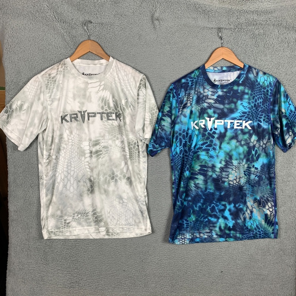 Kryptek Hyperion T-Shirt Medium‎ Blue/Gray Short Sleeve Fishing Hunting Lot of 2